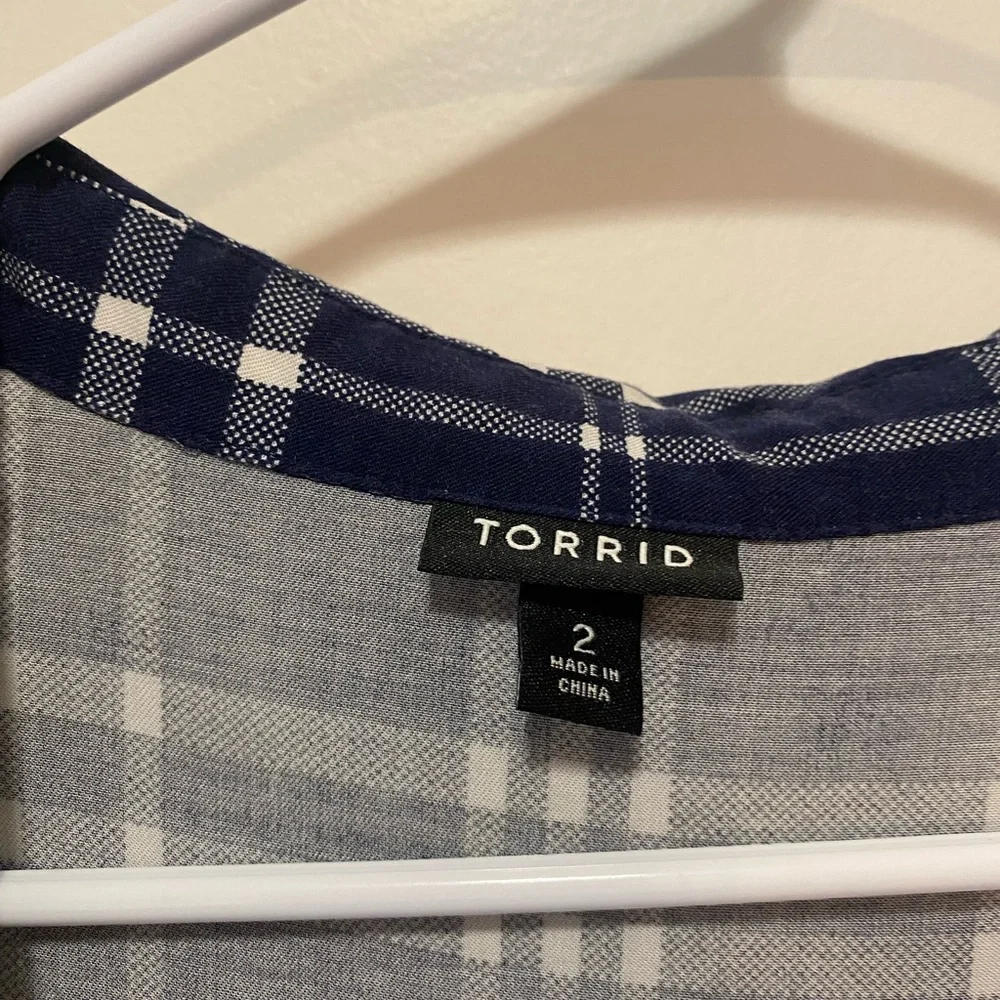torrid Navy and White Plaid Shirt Dress
